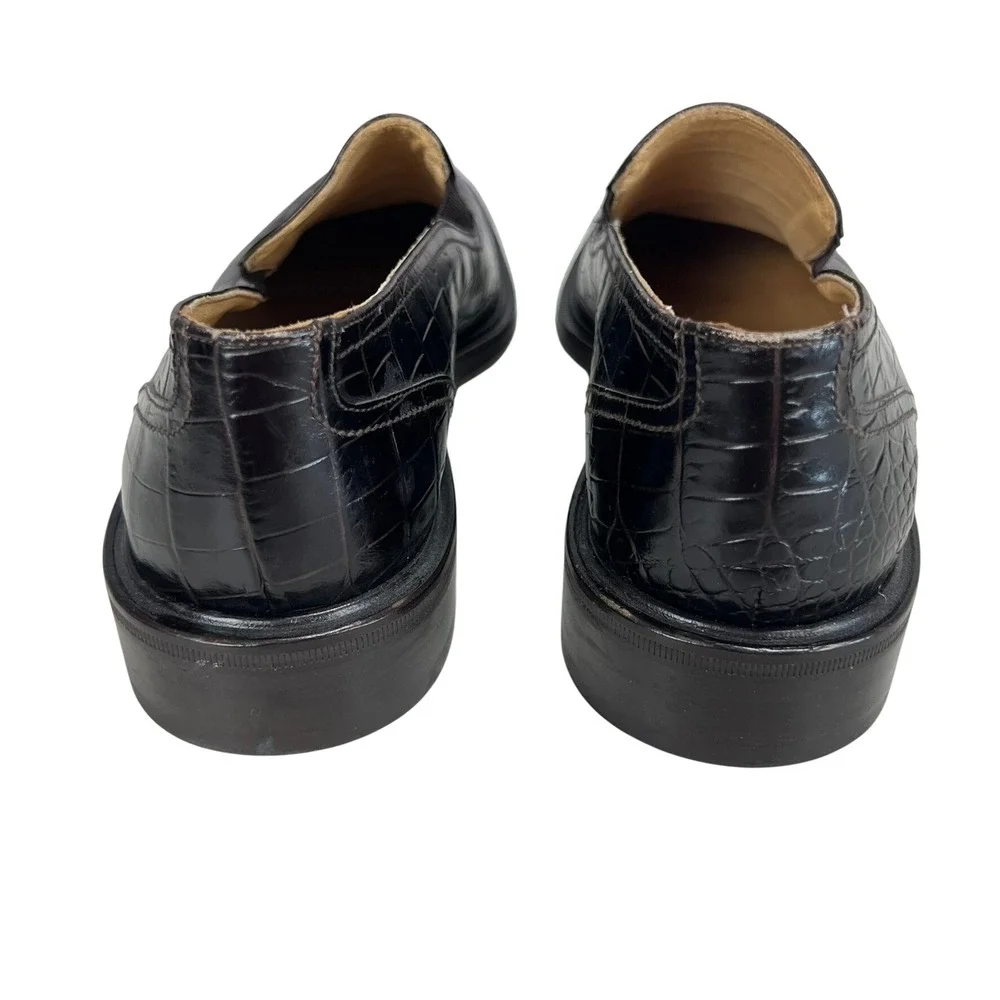 Cole Haan Collection Mens Dark Brown Crocodile Leather Slip On Loafers Size 8 M‎